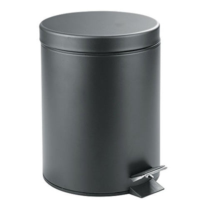 InterDesign 5-Liter Steel Step Waste Can with Bucket Insert – Matte Gray 5L - color: Matte Gray, style: Pack of 1