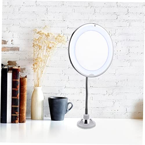 Rotating Makeup Mirror with Magnification LED Light Powerful Suction Cup Vanity Mirror for Bathroom Bedroom Travel Viewing Angle