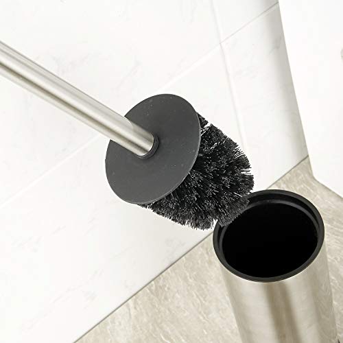 BGL Toilet Brush Holder Brushed Nickel, Stainless Steel 304 Brushed Nickel Round Freestanding Toilet Bowl Brush and Holder for Bathroom - color: Brushed Nickel