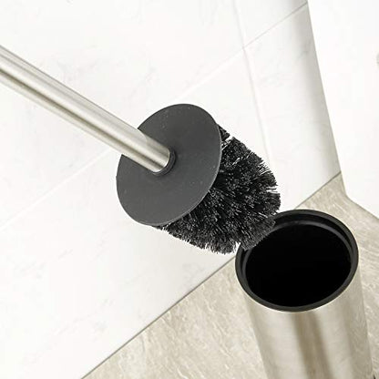 BGL Toilet Brush Holder Brushed Nickel, Stainless Steel 304 Brushed Nickel Round Freestanding Toilet Bowl Brush and Holder for Bathroom - color: Brushed Nickel