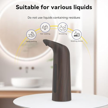 Automatic Soap Dispenser, 13oz/400ml for Bathroom & Kitchen | 4-Level Adjustable Touchless Hand Soap Dispenser ,Battery Operated Electric Dispenser, Plastic Material Soap Holder - color: Deep Grain