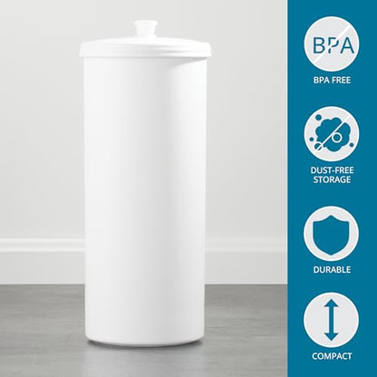 iDesign Freestanding Bathroom Toilet Paper Storage Holder, 2-Pack, White | With Lid, Holds 3 Extra Rolls - color: White, size: Pack of 2, style: Lid with Handle