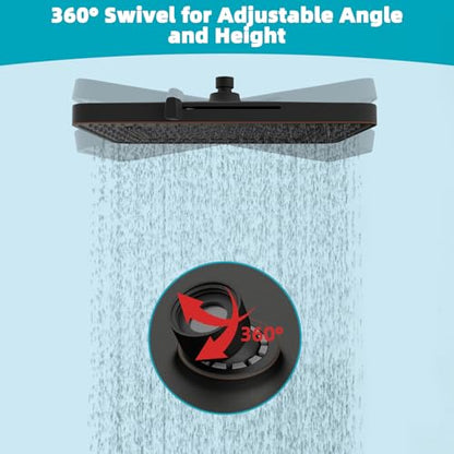 Hibbent cUPC Certified 5 Spray Modes Shower Head, 13'' High Pressure Large Rainfall Shower Head, High Flow Waterfall Bathroom Fixed Showerheads, Adjustable Swivel Ball Joint, Oil Rubbed Bronze - color: Oil Rubbed Bronze, style: Square 13''