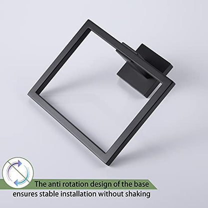KOKOSIRI Hand Towel Ring Shower Towel Hanger Holder Bath Towel Holder Bathroom Lavatory Stainless Steel Wall Mount, Matte Black, B3004BK - color: Matte Black, size: 1 Pack