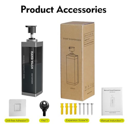 Wall Mounted Lockable Shampoo and Conditioner Dispenser | 17oz Large Pump Head No Drill Refillable ABS Plastic Bottle For Bathroom Shower Commercial Use Silver 1 Pack - color: Silver, size: 1