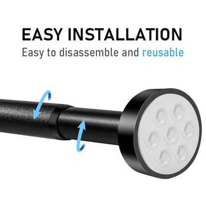 Matte Black Adjustable Spring Tension Shower Curtain Rod 31-58" – No Drilling Required, Easy Installation, Anti-Slip ABS Base, Phosphating & Electrostatic Coating, Holds Up to 66 lbs, for Bathrooms - size: 31"-58"