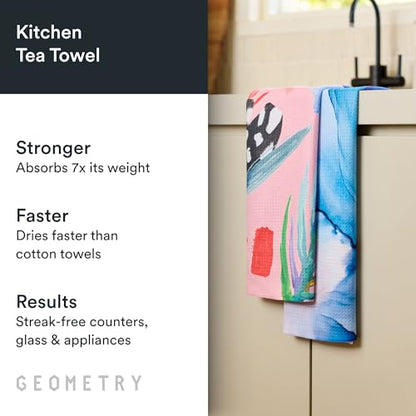 GEOMETRY Kitchen Tea Towels - Quick Dry Microfiber Dish Towels for Kitchen Watercolors, 18" x 30" 2 Pack - color: Watercolors, style: Kitchen Towel - Double
