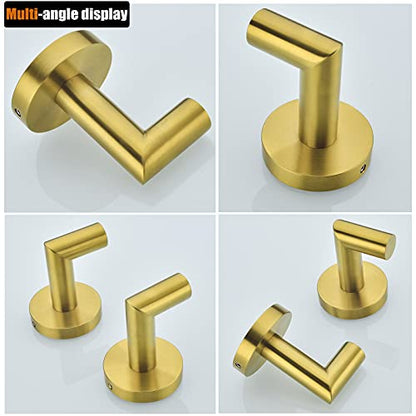 2 Pack Bath Towel Hook, Gold Robe Hook Stainless Steel Bathroom Clothes Coat Hook Wall Mounted Brushed Gold,96018-8BG. - color: Single Hook-Brushed Gold