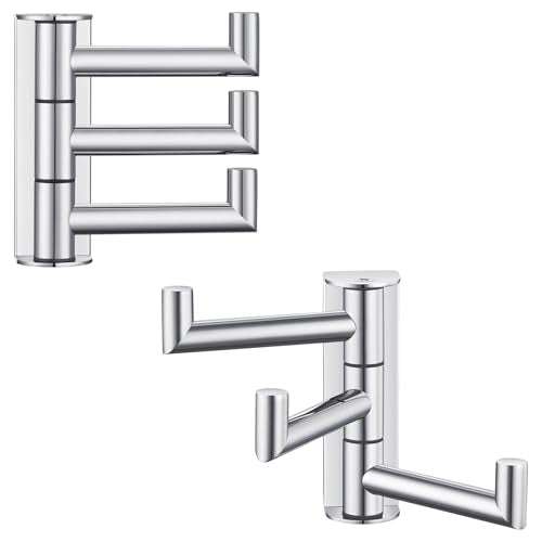 Angle Simple Swivel Towel Hooks, Robe Coat Hook 2 Pack, Polished Chrome | 304 Stainless Steel, Foldable Hand Towel Holder for Bathroom Kitchen Closet Cabinet, Compact Space Saver, Screws Wall Mount - color: Polished Chrome, size: 2 Pack