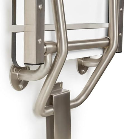 30" x 15" Phenolic White 3” Slats Folding Wall Mount Shower Seat Bench, ADA Compliant - color: White, size: 30"