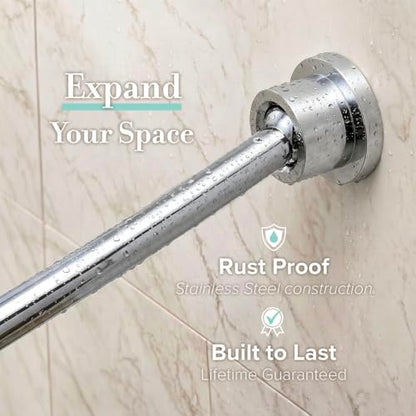 Gatco 827C Modern Minimalist Curved Shower Curtain Rod, Adjustable 42"–72" Wall Mounted Stainless Steel Shower Rod, Chrome Finish Bathroom Shower Rod, Curved Design Expands Shower Space Up to 8 Inches - color: Chrome
