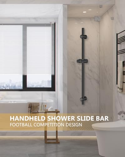 Black Shower Slide Bar 32-Inch with Adjustable Plastic Handheld Shower Head Holder for Bathroom Wall Mount SUS 304 Stainless Steel Brushed Finish