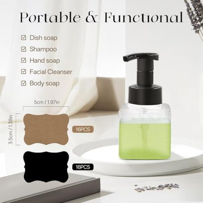 30 pcs 8.5 oz Foaming Soap Dispenser Plastic Foaming Pump Bottle, Refillable Dispenser with Plastic Pump, Empty Hand Bottles for Liquid Soap, Shampoo, Bathroom,Hotel,Restaurant (30, Transparent) - color: Transparent, size: 30