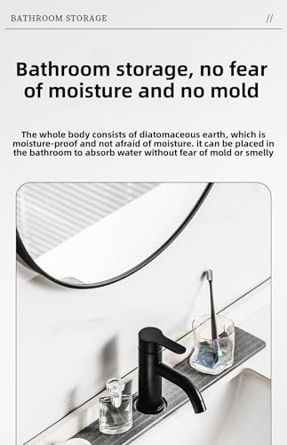 Bathroom Sink Drying Pad with Water Faucet Holder, Quick-Dry Diatomite Mat, Kitchen Counter Organizer (,White) - color: ,White