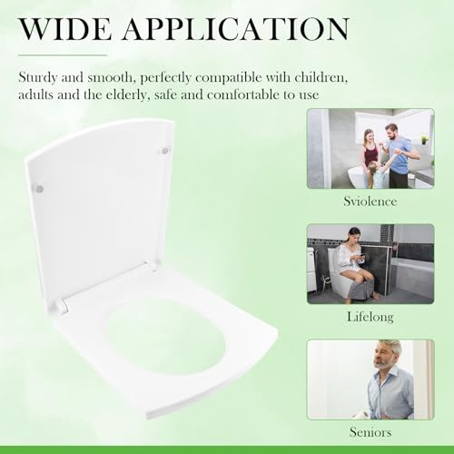 Quiet Close Toilet Seat - Slow-Close Elongated Design, Thickened PP Material (17"), Fits Standard Toilets, Easy Install, Anti-Slam (White)