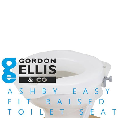Ashby EasyFit Raised Toilet Seat – 4" (10 cm) Height – Secure Locking Design for Standard Toilets – REF 63144