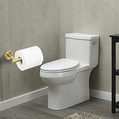 BATHSIR Brushed Gold Toilet Paper Holder & Hand Towel Holder Wall Mount 2 Pieces, Single Post Pivoting Round Modern Bathroom Hardware Towel Ring Toilet Tissue Holder, Bathroom Accessories Set - color: Gold 3