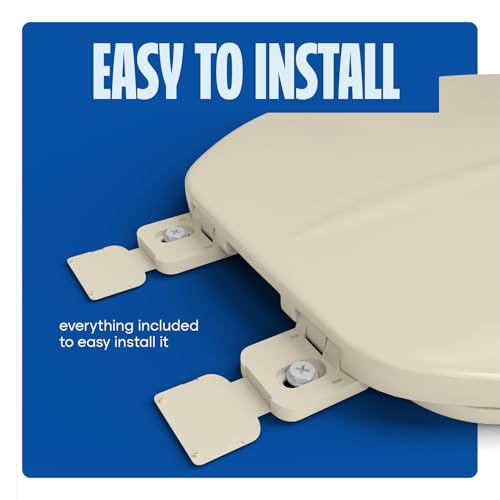 HIGHCRAFT Premium Elongated Toilet Seat with Adjustable Hinges - Molded Plastic Toilet Seat - Fits Standard Elongated Toilets - Oval Seat in Bone/Beige - color: Bone, size: Elongated