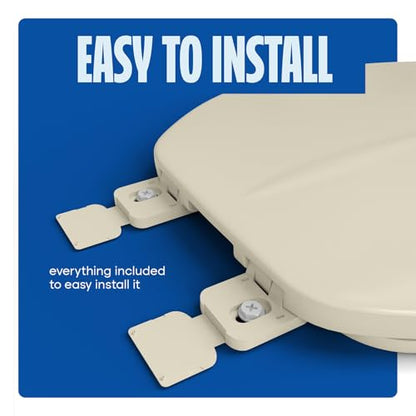 HIGHCRAFT Premium Elongated Toilet Seat with Adjustable Hinges - Molded Plastic Toilet Seat - Fits Standard Elongated Toilets - Oval Seat in Bone/Beige - color: Bone, size: Elongated