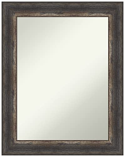Amanti Art Brown Bathroom Mirror for Over Sink, 29x23 Bark Rustic Char Rectangle Vanity Mirror, Medium Country Rustic Frame, Hangs Horizonally and Vertically, Bathroom Wall Decor, Non-Beveled Edge - color: Bark Rustic Char, size: 29"L x 23"W
