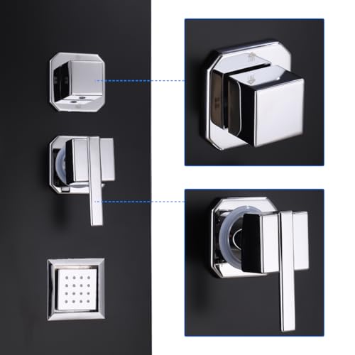 ELLO&ALLO Stainless Steel Shower Panel Tower System, LED Rainfall Head Rain Massage System with Body Jets, Black and Slive - color: Black and Slive