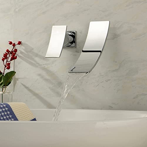 SUMERAIN Waterfall Bathroom Faucet with Single Left-Handed Handle | Wall Mount, For Bathroom Sink, Single Handle, WaterSense & Massachusetts Certified - color: Chrome, size: Left-Handed