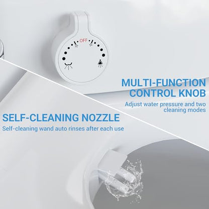 Bidet Toilet Seat Non Electric, Elongated Raised Toilet Bidet Seat with Dual Nozzles, Self Cleaning, Soft Close Lid, Rear and Feminine Washing for Seniors Adults - style: Raised Bidet Toilet Seat