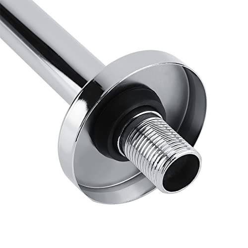 Yctze Extra Long Shower Arm with Wall Fixed Chrome Finish, Stainless Steel Rain Replacement Flange Set, 18in Extension Pipe for Rain Shower