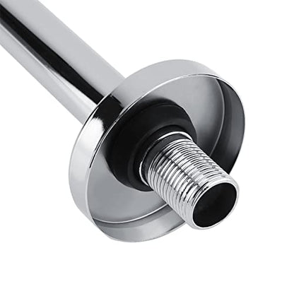 Yctze Extra Long Shower Arm with Wall Fixed Chrome Finish, Stainless Steel Rain Replacement Flange Set, 18in Extension Pipe for Rain Shower