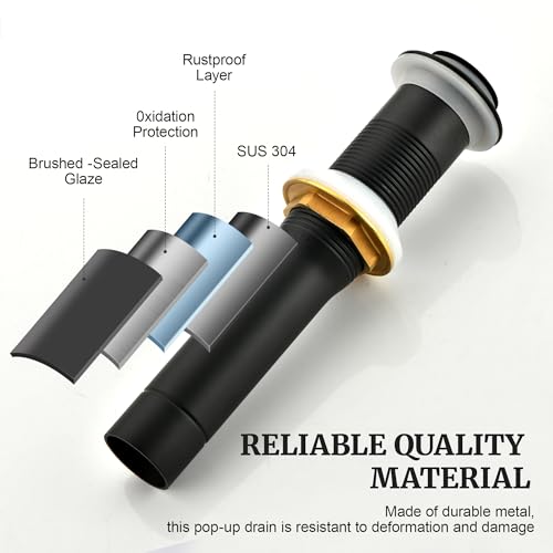 Pop up Sink Drain Stopper for Bathroom Vessel Vanity Sink Art Basin Matte Black, Small Cap Without Overflow, Metal Pop-up Drain Strainer with Detachable Basket Stopper (Pack of 2) - color: Matte Black, size: Without Overflow (Pack of 2)