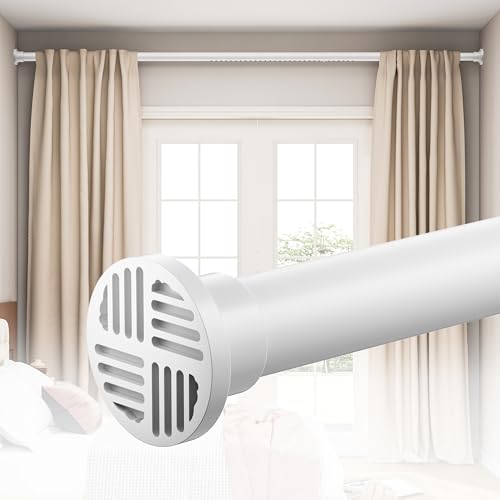 Extra Long Tension Curtain Rod No Drill by EZFurni, 82–123 Inch Heavy Duty Tension Rod with Lock-In Stability, Spring-Loaded Non-Slip Secure Hold for Shower, Window, Patio, 1.26" Diameter, White - color: White, size: 82-123 Inches