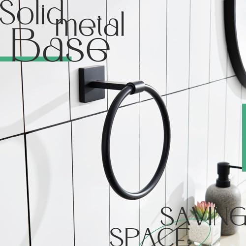 KOKOSIRI Towel Ring Matte Black Bath Towel Hanger Bathroom Hardware Hand Towels Holder Rack Wall Mounted Stainless Steel, B3010BK - color: Matte Black