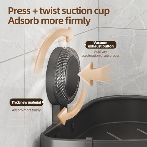 2 Pack Corner Shower Caddy, No Drill Aluminum Suction Cup Shelves | Rustproof triangle shelves use suction cups for no-drill, damage-free storage of shampoo and shower essentials