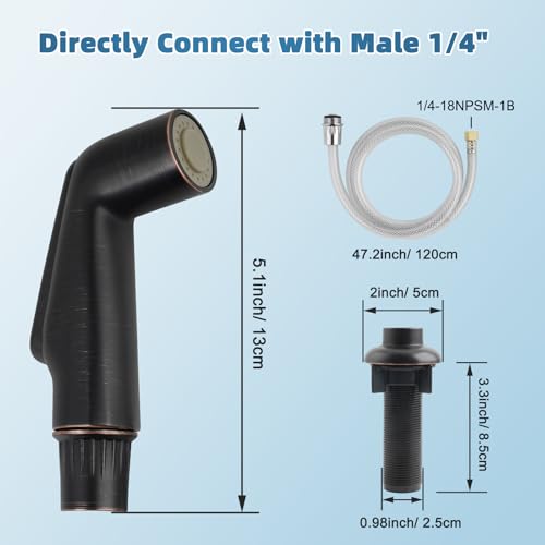 Universal Kitchen Sink Spray Attachment/Hose/Holder Set, Oil Rubbed Bronze | NSF/ANSI/CAN 372 Certified, Compatible with Moen/Delta Faucet, Kitchen Side Sprayer, Kitchen Sink Faucet Sprayer Replacement - color: Oil Rubbed Bronze, style: Sprayer Head/Hose/
