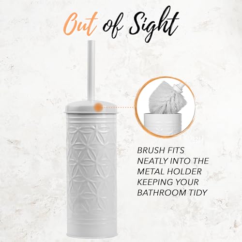 Autumn Alley White Toilet Brush and Holder Bathroom Accessories, Bathroom Toilet Brush for Modern Bathroom Decor, Standing Farmhouse Toilet Bowl Brush with Holder, White Bathroom Decor Sets