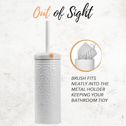 Autumn Alley White Toilet Brush and Holder Bathroom Accessories, Bathroom Toilet Brush for Modern Bathroom Decor, Standing Farmhouse Toilet Bowl Brush with Holder, White Bathroom Decor Sets