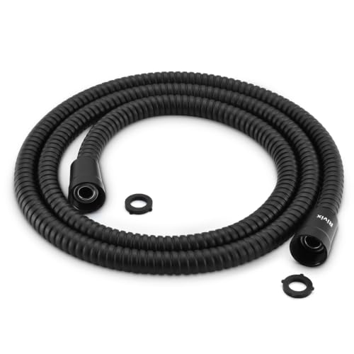 Shower Hose Extra Long Shower Hose-Replacement-PVC Encapsulated Stainless Steel Core,Rust-Resistant &No Teflon Tape Needed,Flexible&Kink-Resistant for Handheld Shower Heads Pets,RV Black 118" - color: Matte Black, size: 118 Inches