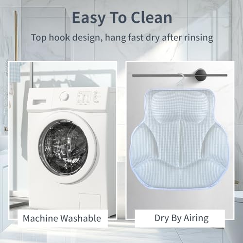 Bath Pillow with 88 Suction Cups for Tub | 5D Mesh Fabric,Ergonomic Head-Neck-Back Support,Quick-Dry,Machine Washable,Spa Gift for Women