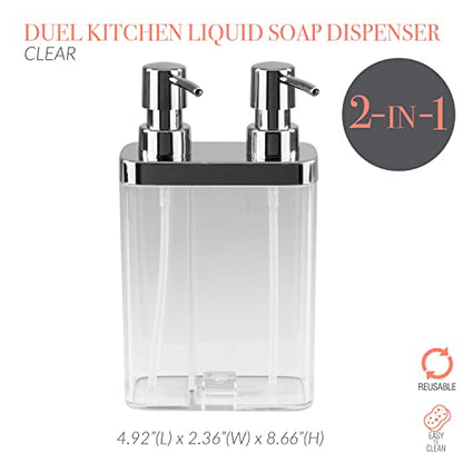 Kitchen Details Dual Pump Soap & Lotion Dispenser | Bathroom and Kitchen Sink | Countertop | Compact Design | Clear - color: Clear