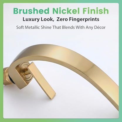 Modern Brushed Gold Bathroom Sink Faucet, Single Hole with Deck Plate | Premium Solid Brass, Single Handle, Fits 1 or 3 Hole, Supply Lines, for Vanity, RV, Farmhouse & Commercia - color: Brushed Gold