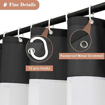 UFRIDAY Shower Curtain Black and White, Modern Fabric Shower Curtain 48 x 72 Inch Fabric Shower Curtain for Bathroom and Bathtubs,Machine Washable, Hotel Quality - color: Black, size: 48"W x 72"L (Pack of 1)