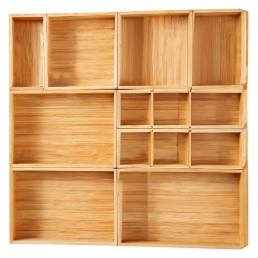 Fabsome Drawer Organizer, Set of 9 Bamboo Wood Kitchen Makeup Desk Junk Tea Drawer Storage Boxes Bins for Cutlery Silverware Utensils Flatware, Small Wooden Container Tray for Bathroom, Office - size: 2''H 9 Boxes