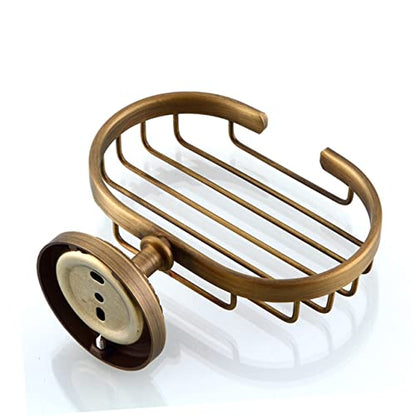 SHOWERORO Wall Mount Soap Holder Vintage Soap Basket Solid Brass Soap Shelf Wall Mounted Soap Holder Bronze Adhesive Soap Dish
