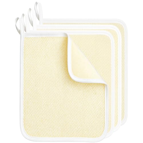 4PCS Exfoliating Bath Towels – Dual-Texture Face & Body Washcloths for Scrub, Massage & Skincare, Quick-Dry Shower Cloths for Men & Women