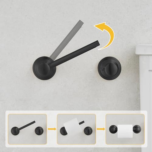 Bathroom Toilet Paper Holder Wall Mount Tissue Holder Matte Black | Rustproof Toilet Tissue Roll Holder, Flexible Double Post Pivoting Handle, Bathroom Accessories SUS304 Stainless Steel - color: Matte Black