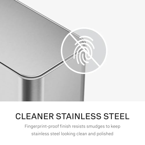 simplehuman Slim Step Can, 9L / 2.4 Gallon Primary Bathroom Trash Can, Liner Pocket®, Sleek Internal Hinge, 150,000-Step All-Steel Pedal, Lid Shox® Silent Close, Brushed Stainless Steel - color: Brushed, size: 9L
