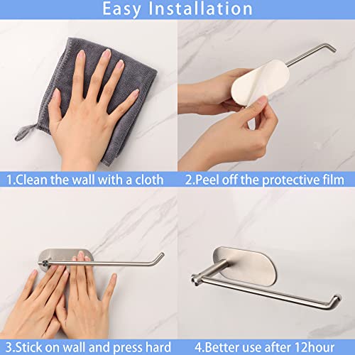 TocTen Stainless Steel Hand Towel Rod, No Drilling Stick on Wall Bar, Strong Self Adhesive Rack/Hanger for Bathroom Kitchen (Brushed Nickel) - color: Brushed Nickel, size: 1 Pack 8.35 inch