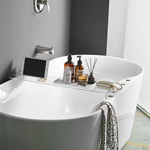 SHUNLI Acrylic Bathtub Tray Caddy, Clear Bath Tub Rack Shelf | Luxury Bathroom Organizer Tablet Holder for Soap Perfume Skincare, Bath Accessory, Easy to Clean - color: Transparent