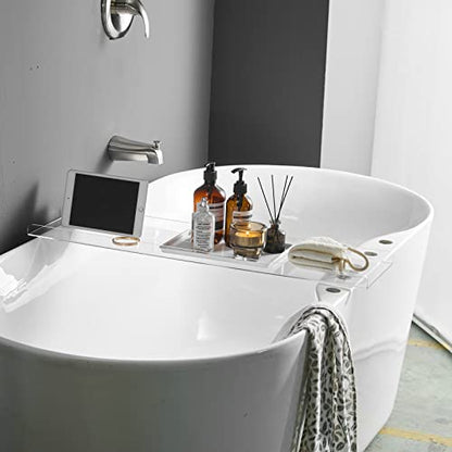 SHUNLI Acrylic Bathtub Tray Caddy, Clear Bath Tub Rack Shelf | Luxury Bathroom Organizer Tablet Holder for Soap Perfume Skincare, Bath Accessory, Easy to Clean - color: Transparent