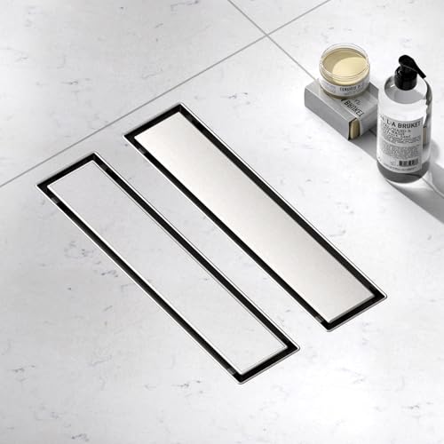Brushed Nickel Linear Shower Drain,12 inch with Insert Grate | Stainless Steel,Rust and corrosion resistant,Fast drainage,Reduce standing shower water,Blocks odors insects,Prevent clogs - size: 12 Inch